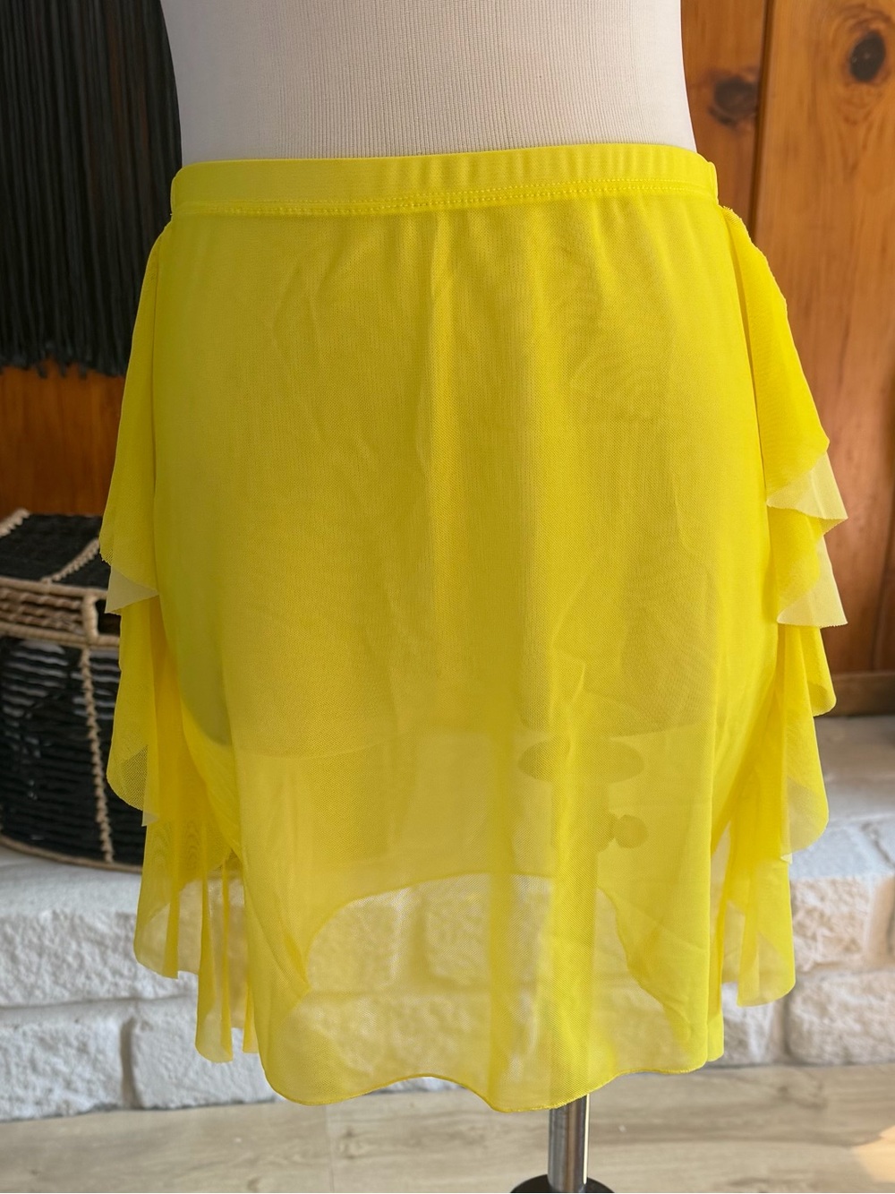 Yellow Ruffle cover up, Layered Skirt - Women's